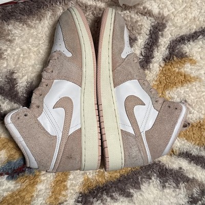 Jordan Air Jordan 1 Mid Shoes Youth Size 5Y Pink Leather Sneakers FN7432-161