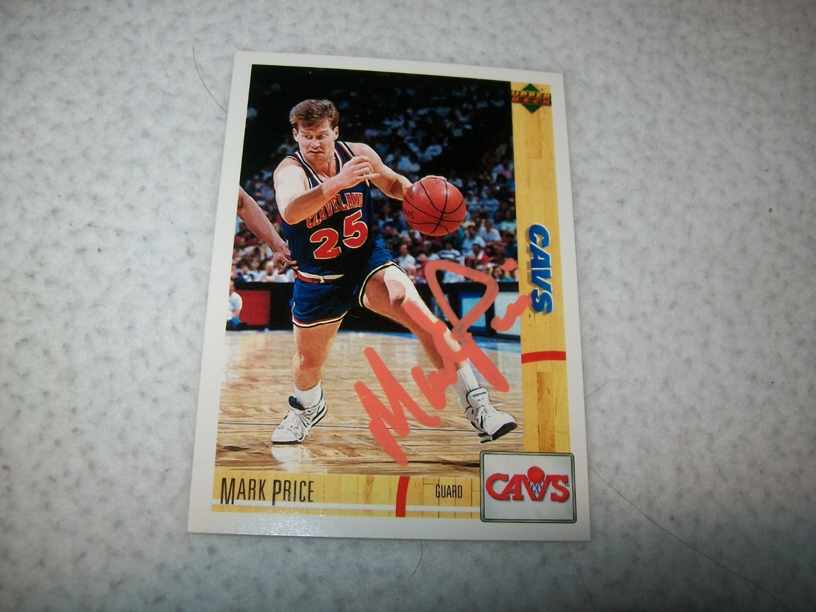 1992-93 UPPER DECK MARK PRICE AUTOGRAPH SIGNED AUTO #41 CLEVELAND CAVALIERS