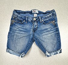 SO Girls Denim Cut-Off Shorts Blue Medium Wash Pockets Size 5