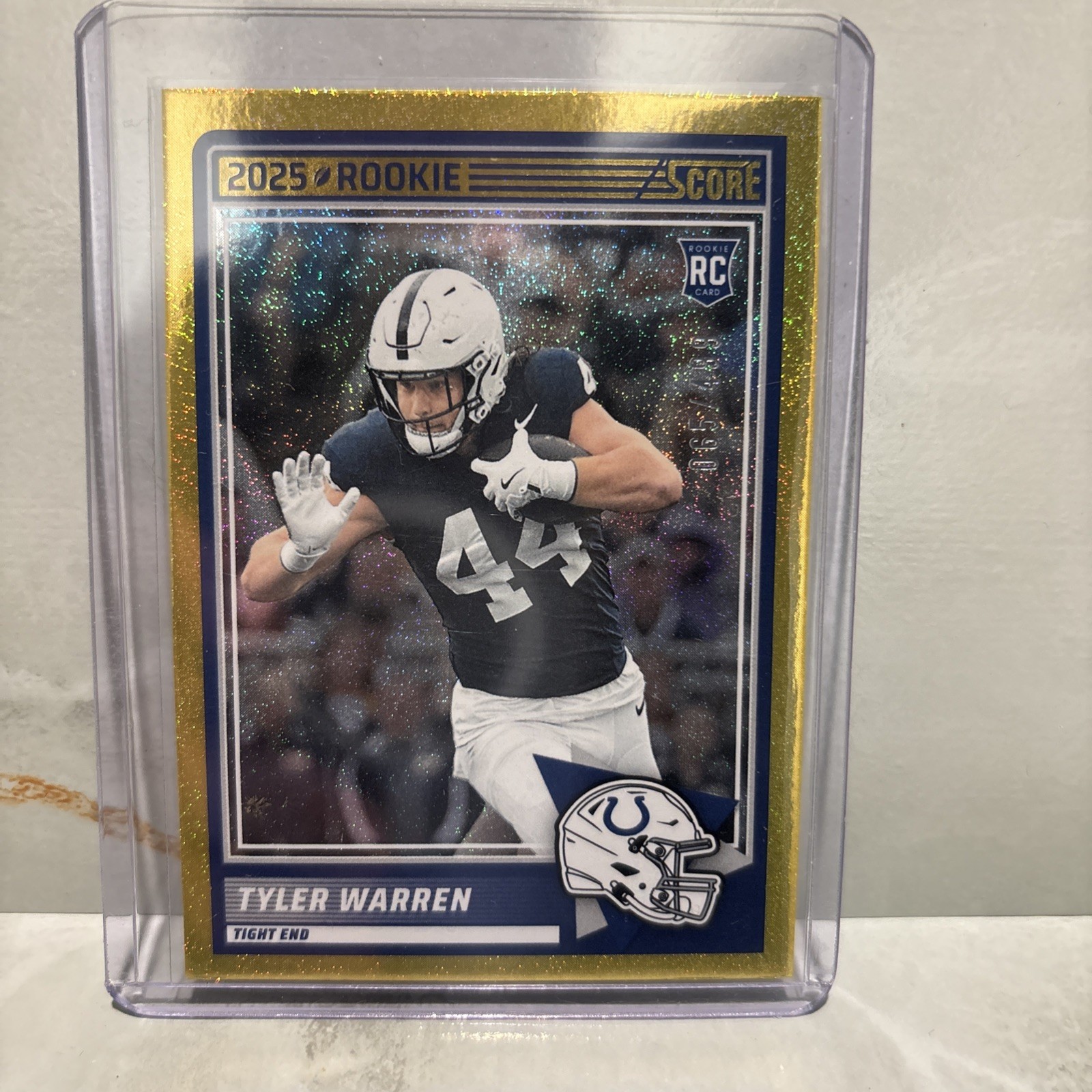 2025 Score Tyler Warren #065/499 Gold Sparkle #21 Colts (RC)