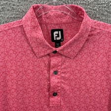 FootJoy Polo Shirt Mens XL Pink Floral All Over Print Performance Golf Short