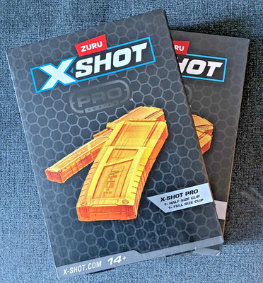 Lot of 2 X-Shot Skins Pro Twin Clip Packs ZURU Half & Full Length Magazines NEW