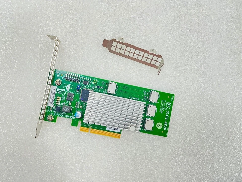 Supermicro AOC-SLG3-4E2P 6,4 ГБ/с четырехпортовый внутренний адаптер хост-шины поколения 3 NVMe - Изображение 3 из 4
