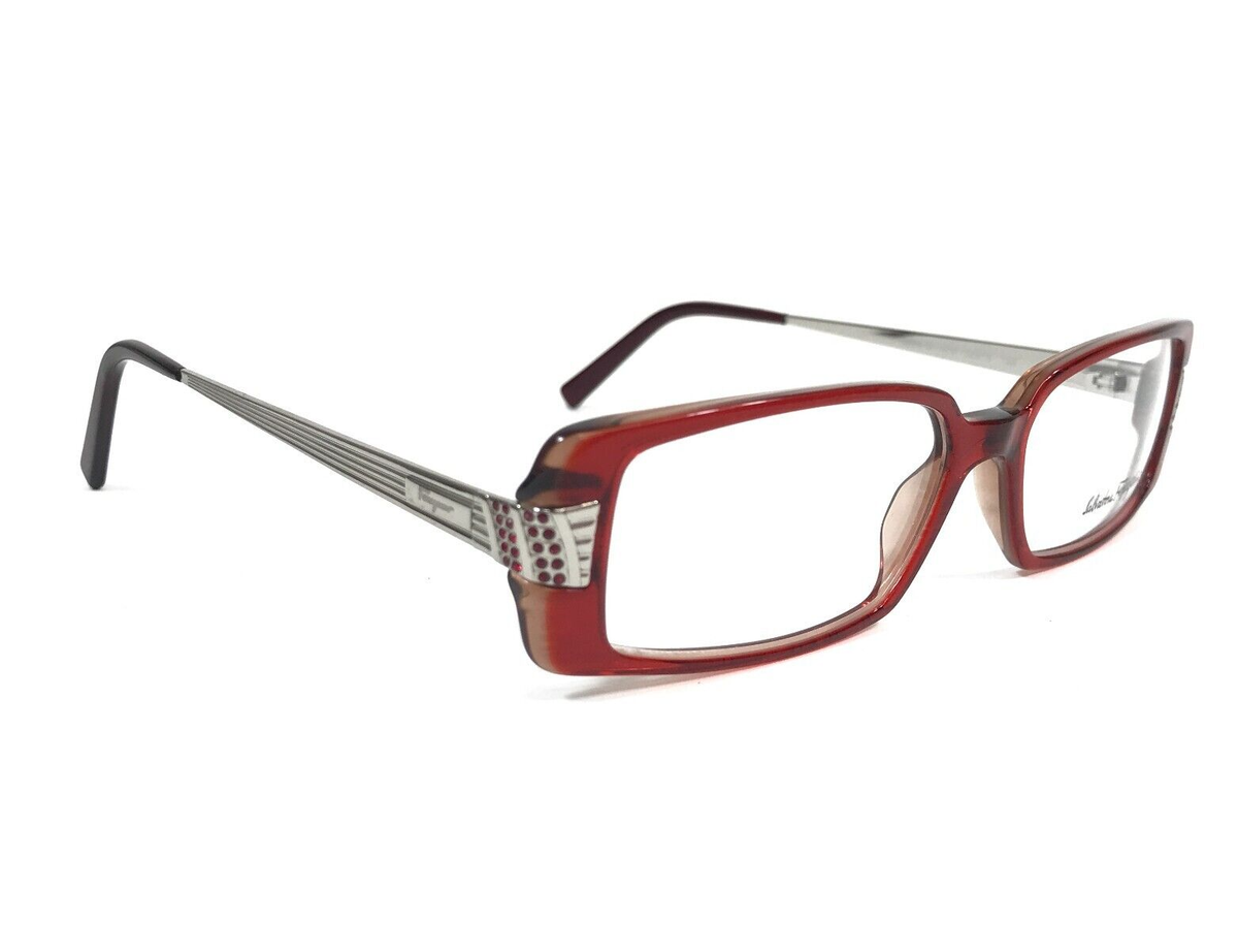 Salvatore Ferragamo Eyeglasses Frames 2636-B 579 Red Silver