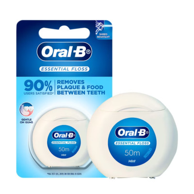 3 Pack Oral-B Essential Floss Mint Flavour Waxed 54 Yards (50m)