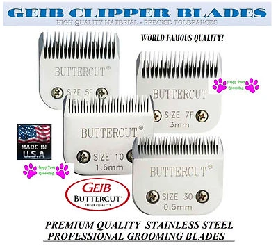 GEIB BUTTERCUT STAINLESS STEEL 10,30,7F,5F BLADE SET*Fit MANYOster,Andis Clipper