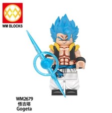 2 inch Custom Dragon Ball Z Gogeta Super Sayon Blue form Minifigure with Base