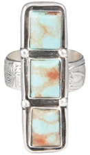 Navajo Native American Kingman Turquoise Ring Size 7 3/4 by Willeto SKU229937