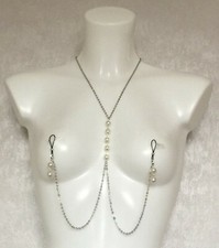 Collier chaînes de mamelon bijoux intimes pince à tétons sexy faux piercing  