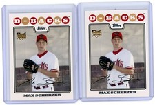 2008 Topps Update Baseball Rookie #UH280 Max Scherzer 2 Card Lot