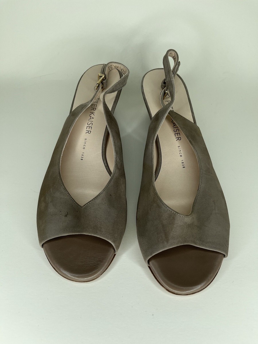 peter kaiser shoes sling back woman size brown suede upper