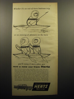 1957 Hertz Rent a Car Ad - Whether it's an out-of-town business trip