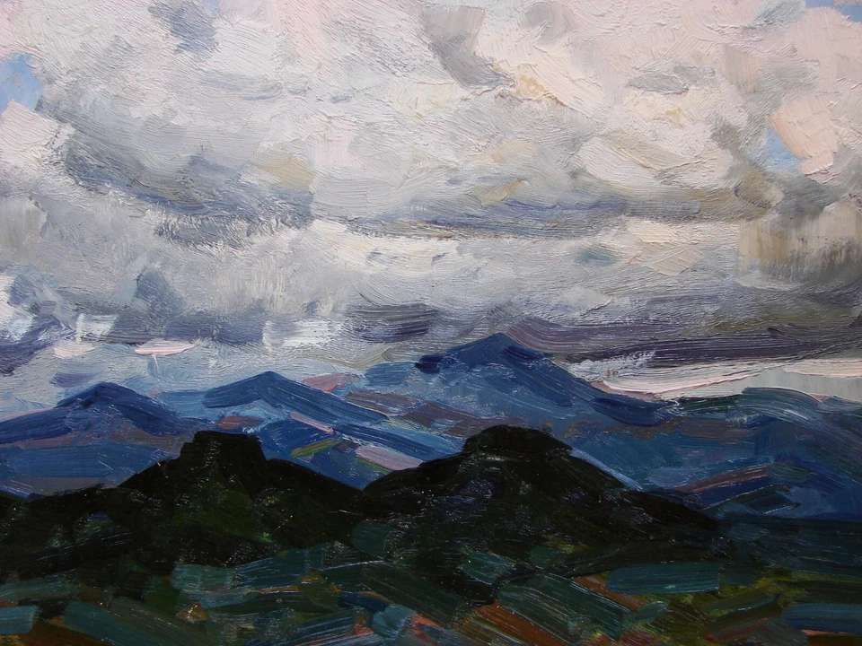 乌克兰苏联苏联油画风景印象派雨云山 — 第 4/4 张图片