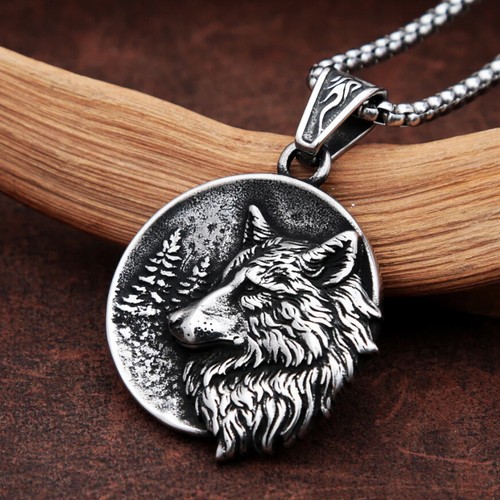 316L EDELSTAHL *** Anhänger Wolf , Kette - Picture 3 of 17