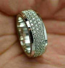 1.00Ct Round Simulated Diamond White Gold Plated Micro Pave Eternity Band Ring