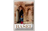 Blechschild Reise 20X30 Cm Basel Schweiz Stadttour Altstadt Schild Tin Sign