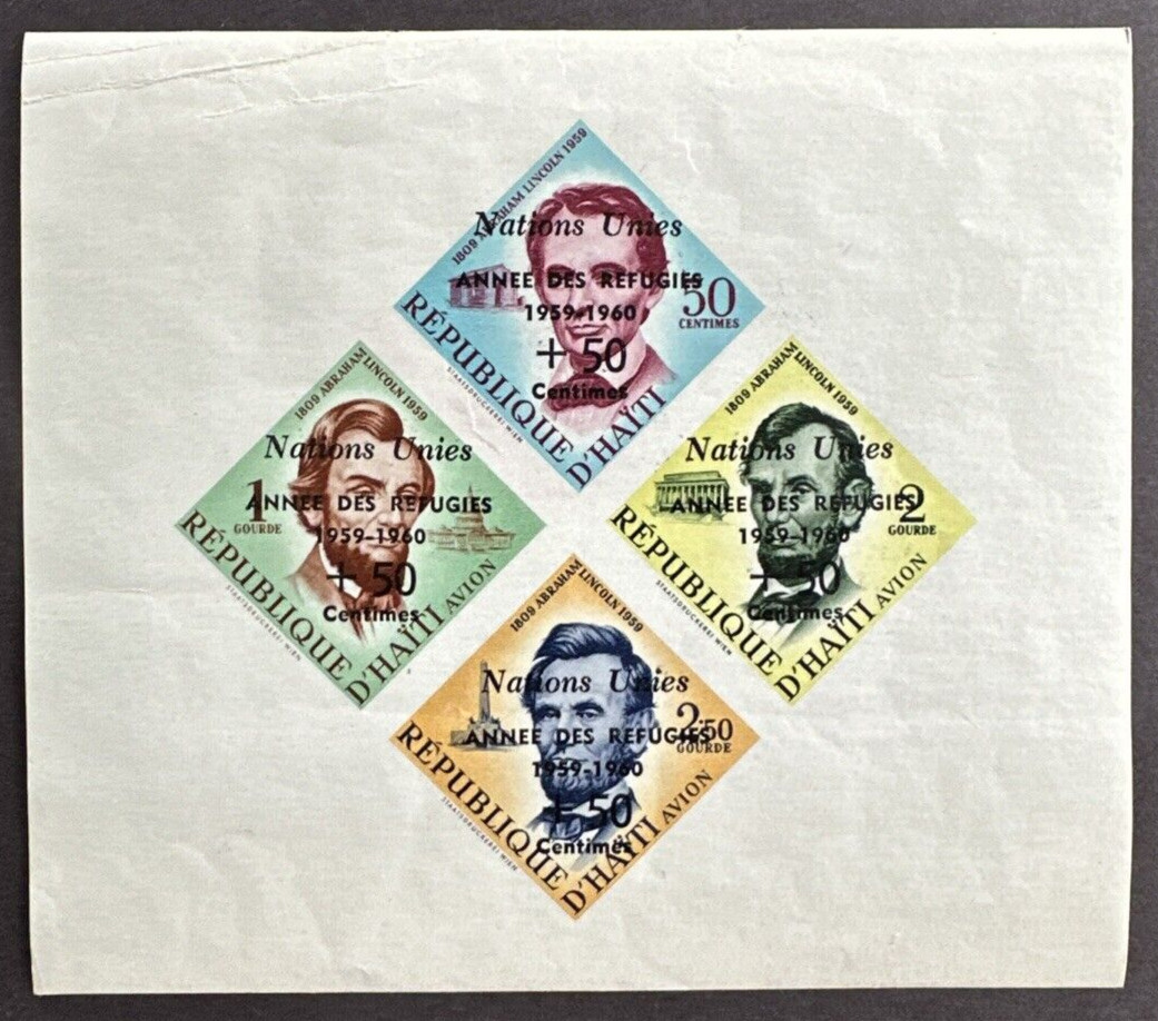 Haiti 1959 Sc# C144a/CB18a Souvenir Sheet MNH Abraham Lincoln Refugee Horizontal