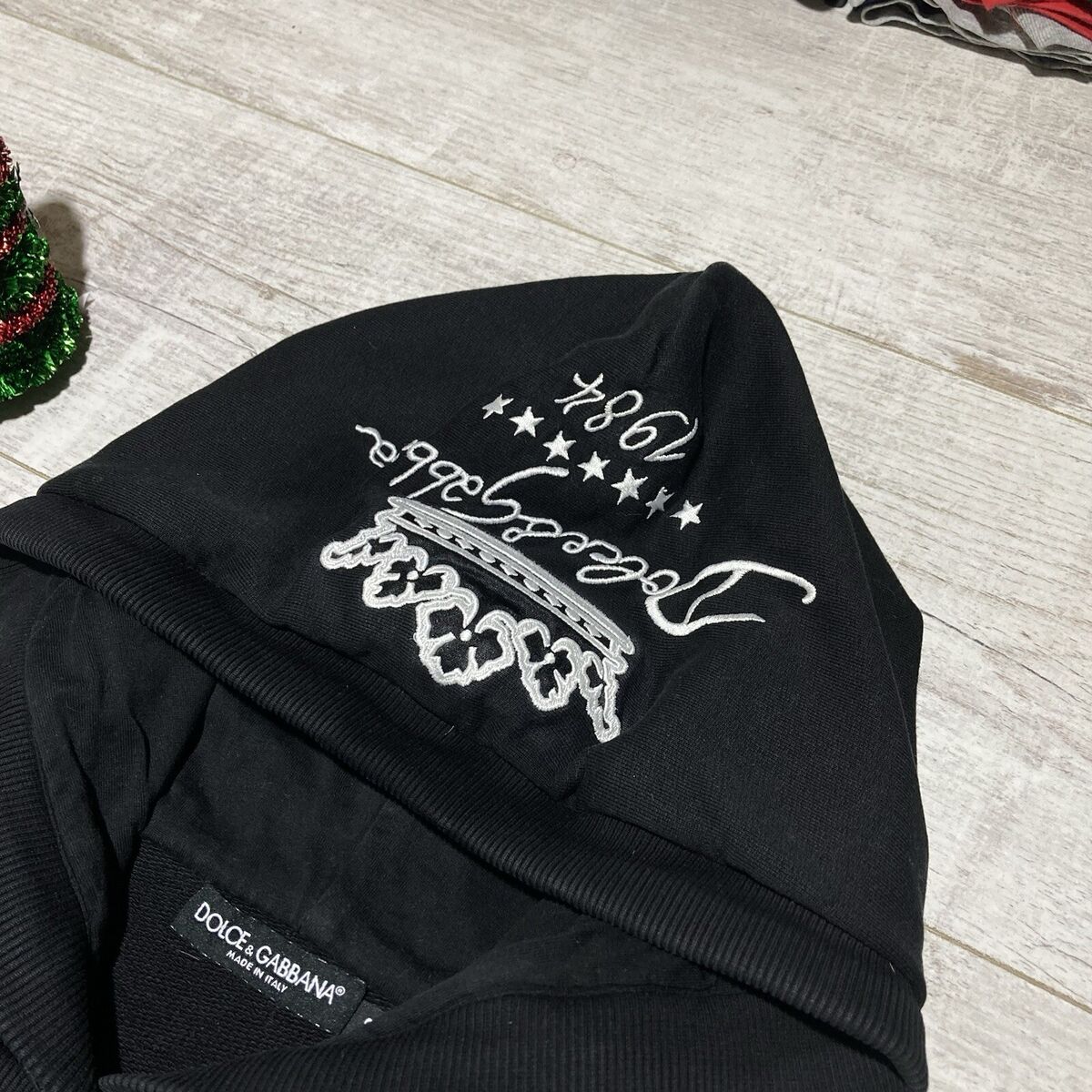 DOLCE GABBANA Embroidered Crown Since 1984 Hoodie Pullover