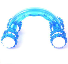 New 4 Wheel Plastic Manual Foot Neck Back Body Massager Roller Relax
