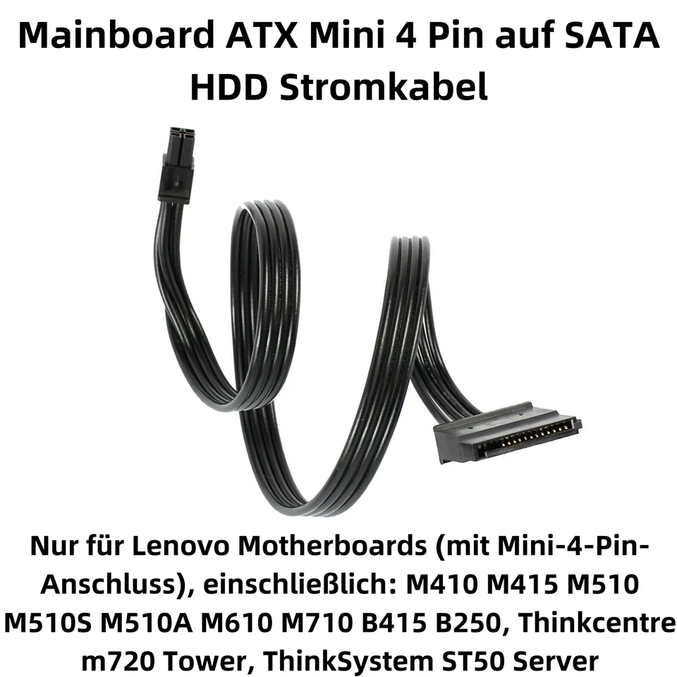 Q81 Mini 4-Pin To SATA Power Cable 35Cm For SSD & HDD, 15-Pin SATA For Lenovo - Image 2 of 4