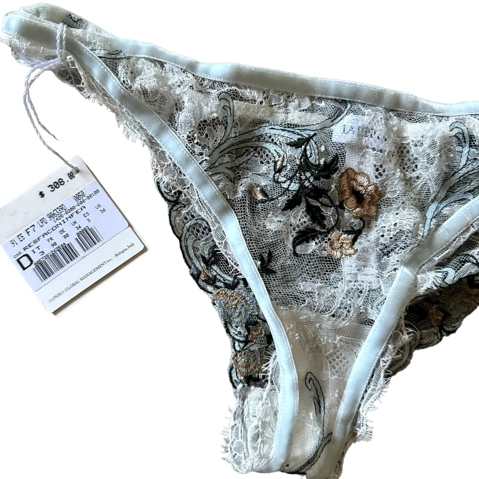 Panty descarado floral azul dorado blanco La Perla mediano precio de venta sugerido por el fabricante 308 Foto 2 de 4
