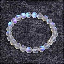 Pulsera Arco Iris Piedra Lunar Natural Ángel Aura Cuarzo Curativo Exquisito Regalo