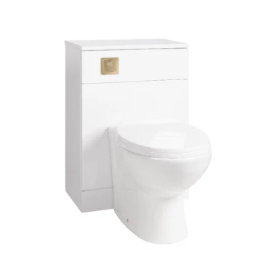 WELOVE WC Unit Bathroom Vanity Round/Shape BTWToilet with Seat + Cistern Brushed Brass