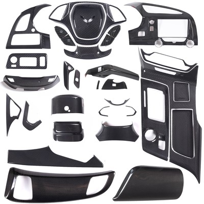 Real Dry Carbon Fiber Full Interior Trim Cover Set Fit For Corvette C7 2014-2019