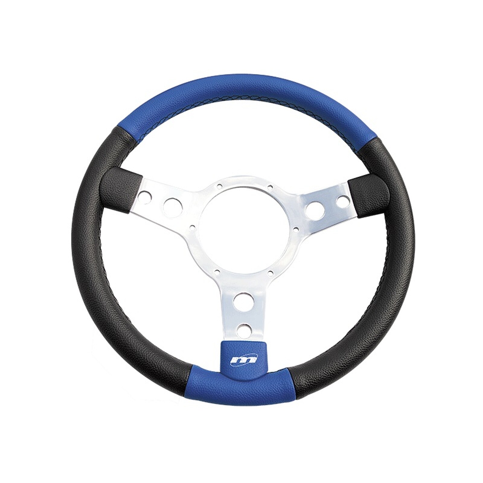 Mountney Traditional 13 Inch Vinyl Steering Wheel - Black/Blue Vinyl