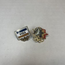 Olympic LA Games 1984 Summer Games USA Vintage Lapel Pin & Visa CC Authentic