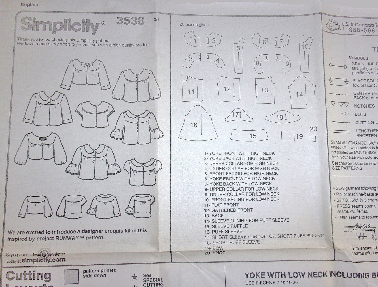 Simplicity Project Runway Pattern 3538 Jacket Sewing Pattern, Uncut