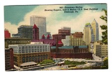 Vintage Pittsburgh Downtown Skyline Postcard Koppers Gulf Mellon US Steel