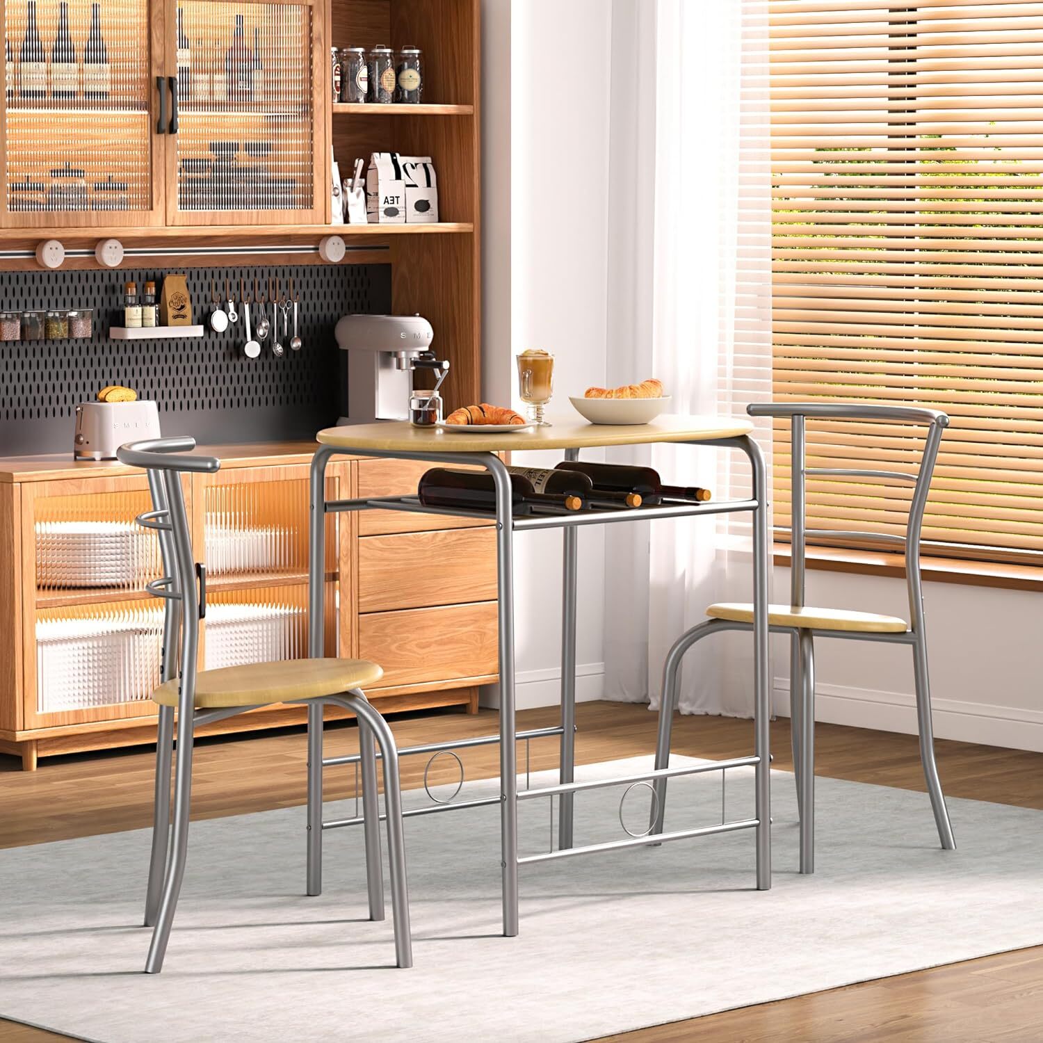 3 Piece Small Round Dining Table Set for Kitchen Breakfast Nook eBay