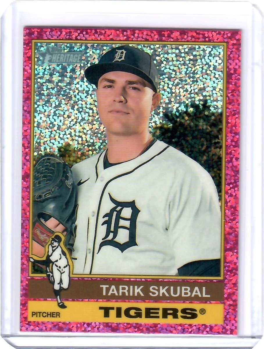 Tarik Skubal 2025 Topps Heritage Chrome Pink Sparkle #116 Tigers