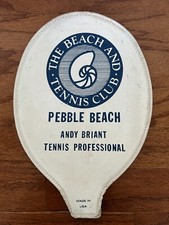 Vintage Pebble Beach "THE BEACH AND TENNIS CLUB" ANDY BRIANT Tennis Racket Cover