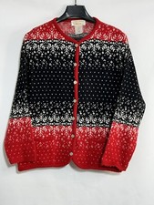 Vintage Tally-Ho Sweater Women's M Fair Isle Acrylic Button Cardigan Grandmacore