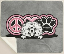 Pomeranian Dog Breed Puppies Rule Peace  Love Sherpa Fleece Throw Blanket