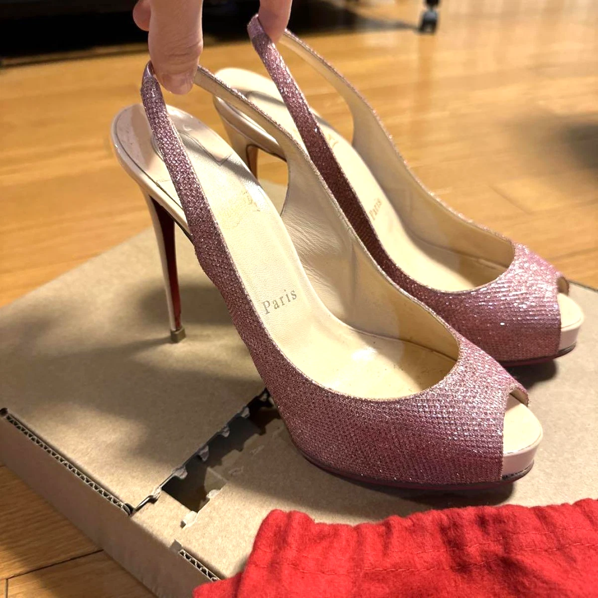 Christian Louboutin US 8.5 Sandals pink red sole high heels