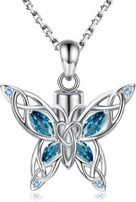 Butterfly Cremation Urn Necklace for Ashes 925 Sterling Silver Memorial Keepsake