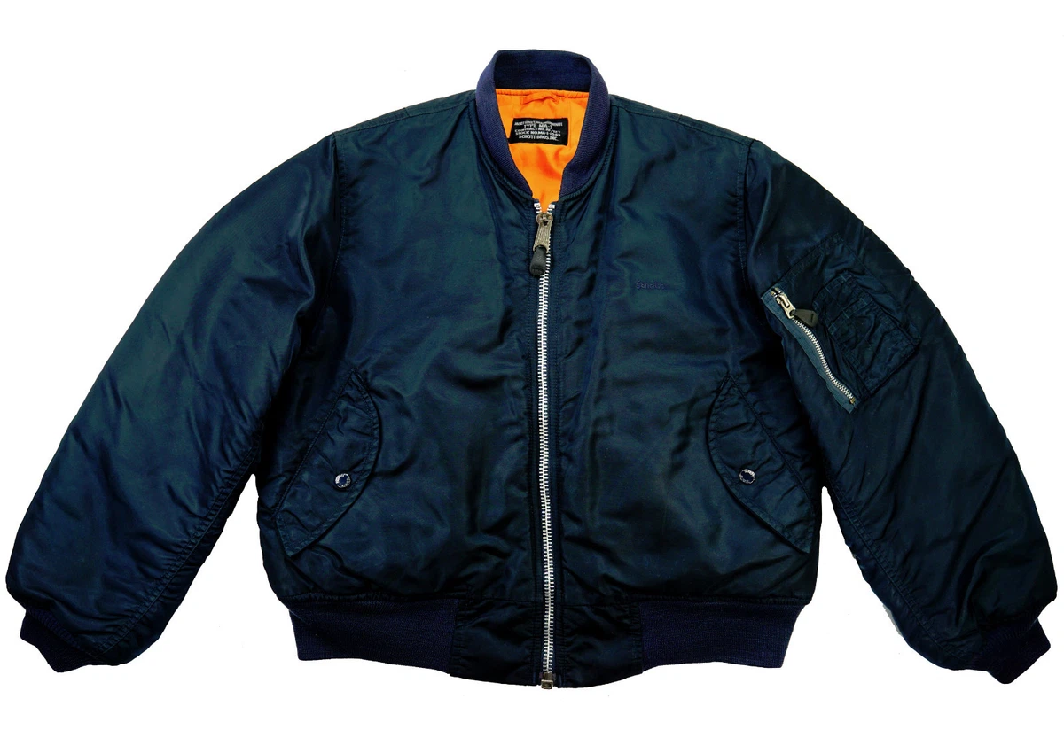 SCHOTT MA 1 Bomber Vintage Pilotes Aviateur Veste Bleu 46 S