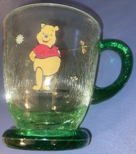 Winnie The Pooh Cup Green Has Some Crackle Break Marks But None Through Vtg