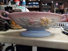Vintage pink blue vase oval HULL ART POTTERY 12-1/2" PINK MAGNOLIA BOWL # 26