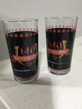 140th Kentucky Derby Mint Julep Glasses 2014 - Set of 2 With Stickers