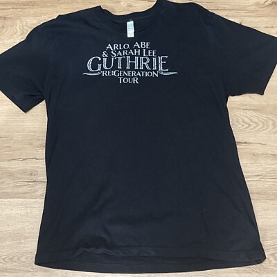 Arlo Guthrie T-Shirt Size XL 100% Organic Cotton Black Short Sleeve Made In USA
