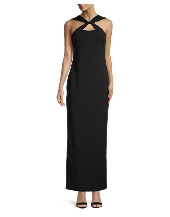 NWT Calvin Klein Twist-Neck Crepe Maxi Dress Size 4