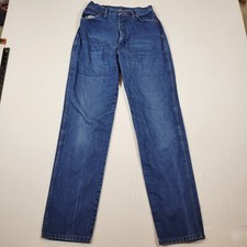 Wrangler 12MWZG Jeans Women's 9/10x34 Blue Denim Cowboy Cut Few Stains Very Good