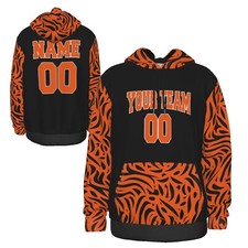 Sudadera con Capucha Personalizada Negra y Naranja Tigres Ropa Atlética Equipo Deportes - HD-30