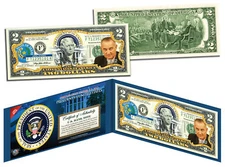 LYNDON B JOHNSON * 36th U.S. President * Colorized $2 Bill Genuine Legal Tender