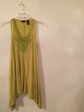 New York & Company Women's Lime Yellow Tunic Beach Cover Up, M, Pre-owned 