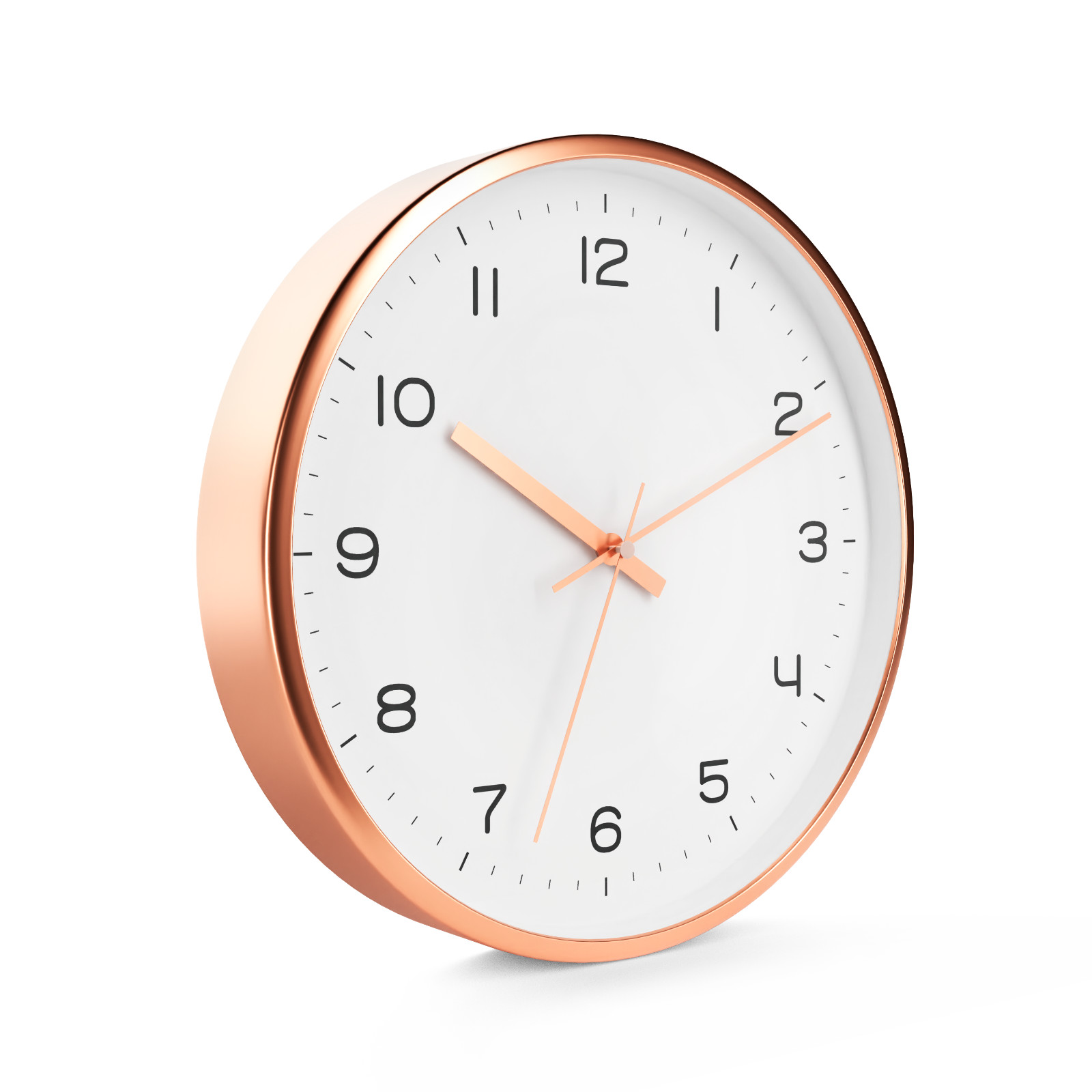 Driini Modern Rose Gold Analog Wall Clock (12 Inch/Numbers ) - Aluminum Frame